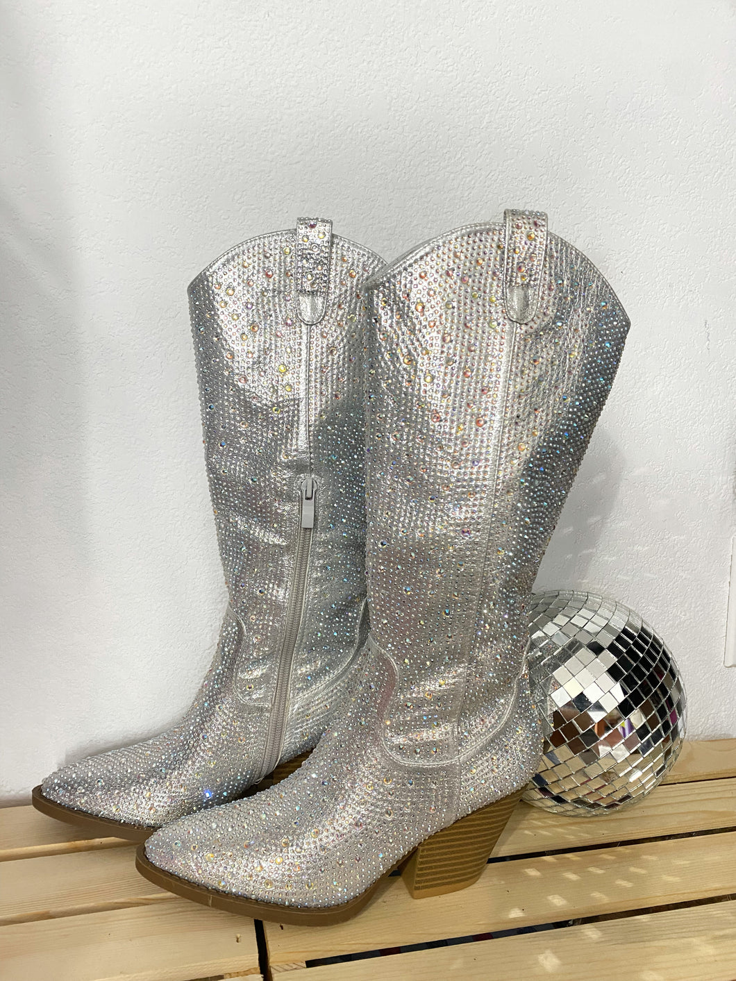 Silver Rhinestone boots