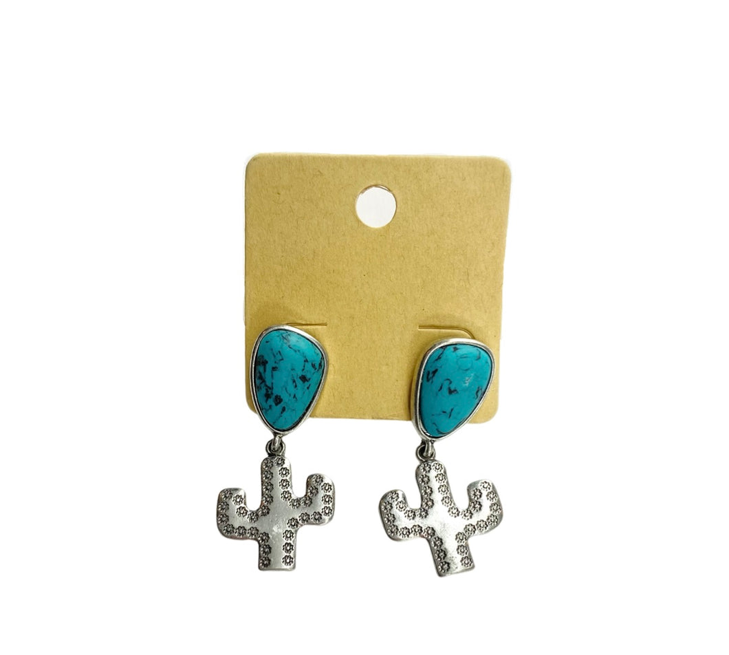 Turquoise Cactus Earrings