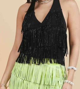 Rhinestone Fringe Top/Vest