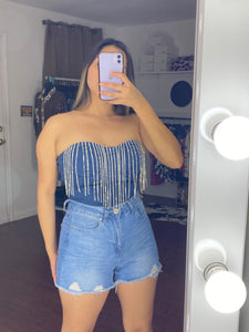 Denim Fringe Bodysuit