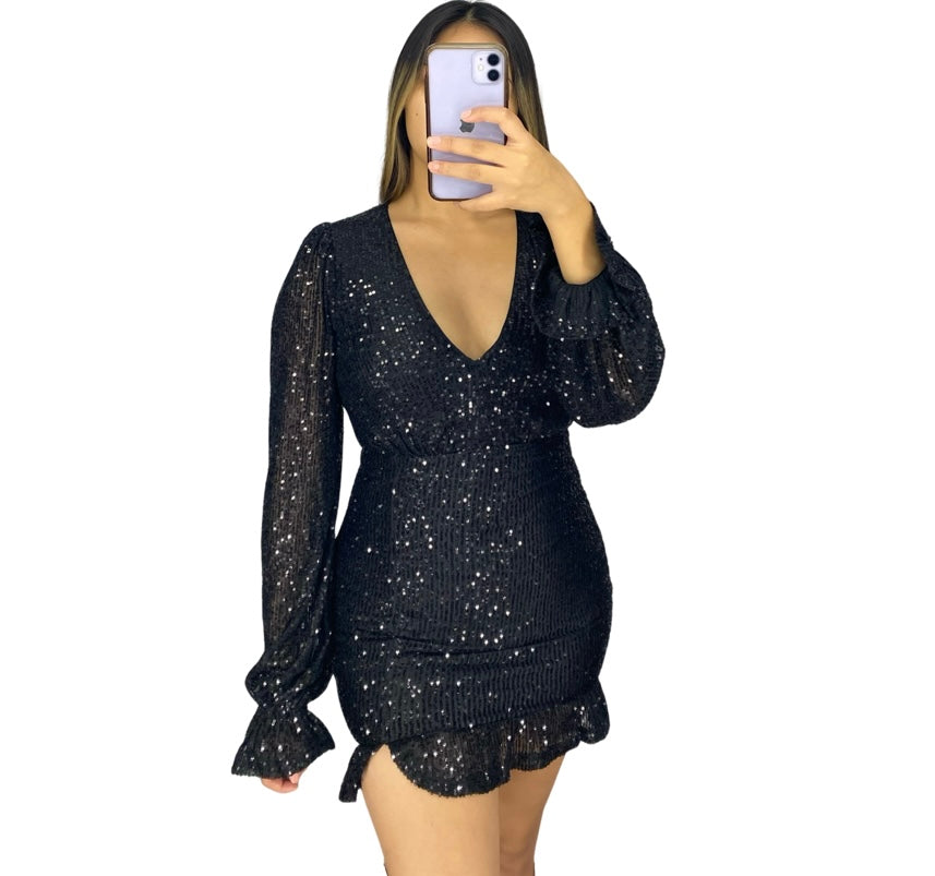 Black Sequin Dress