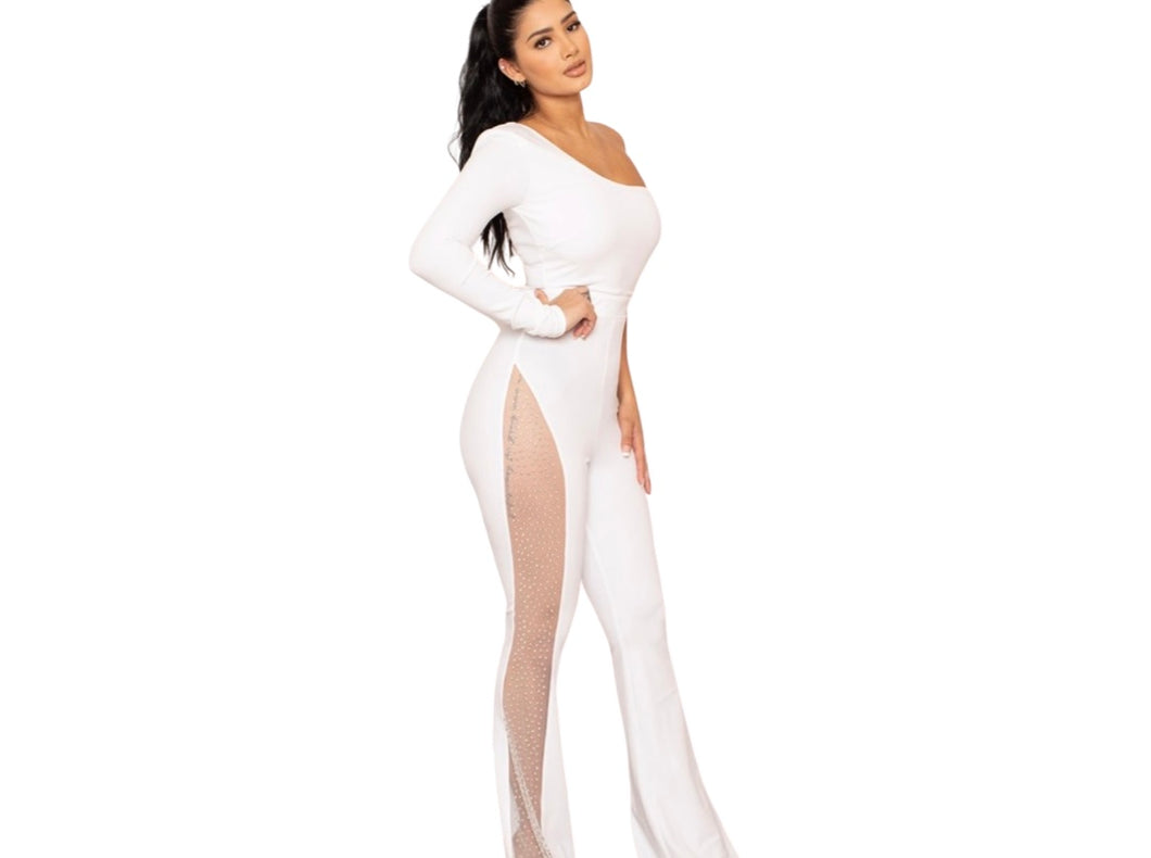 Rhinestone Jumpsuit (White)